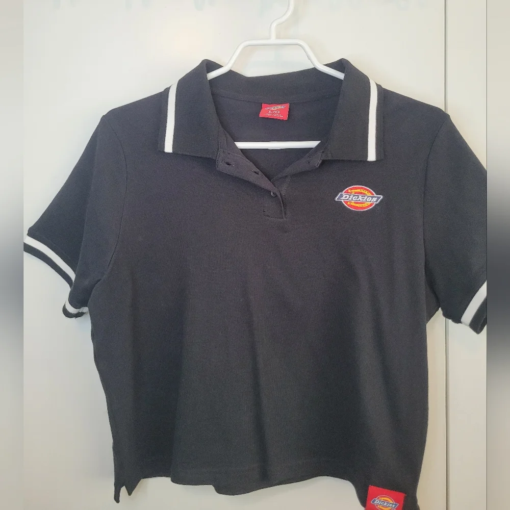 Dickies Black & White Collar Crop Shirt - Picture 1 of 4